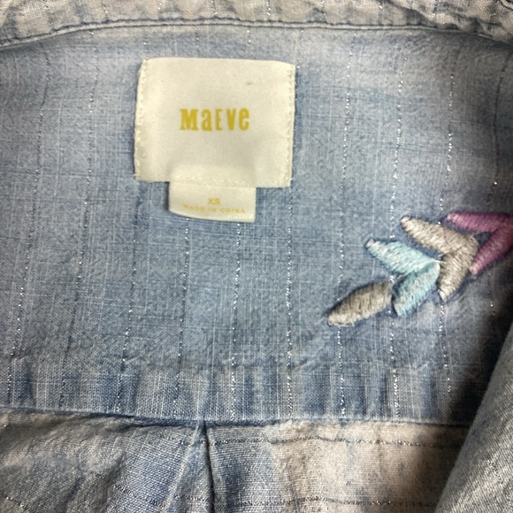 Anthro Maeve Boise Embroidered Chambray Shirt - Picture 10 of 11